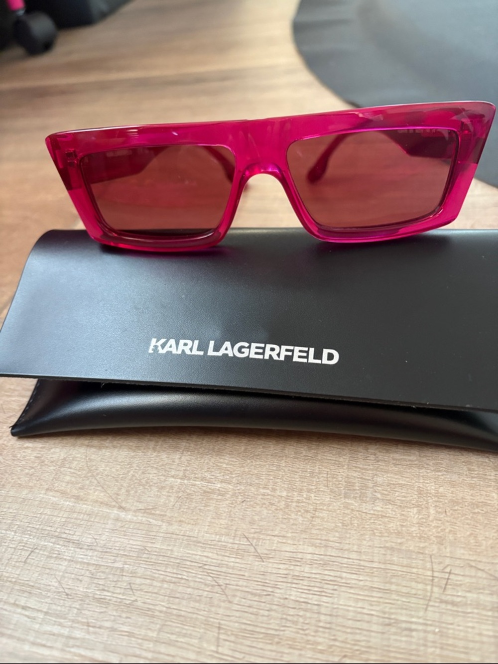 Karl Lagerfeld Hot Pink Rectangular Sunglasses